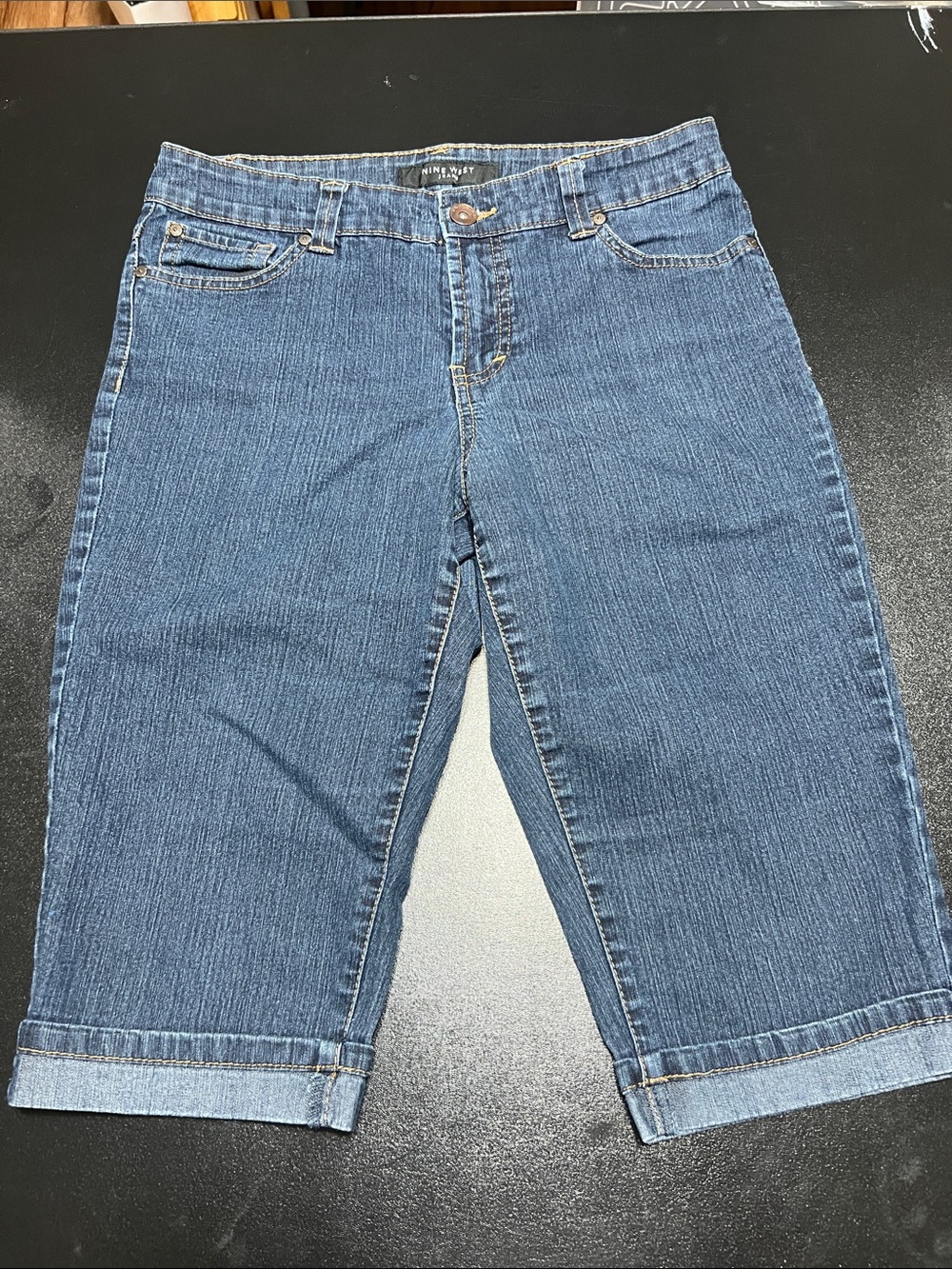 Nine West Blue Cropped Denim Shorts